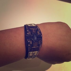 Stella and Dot Beaded Black and Gold Cuff